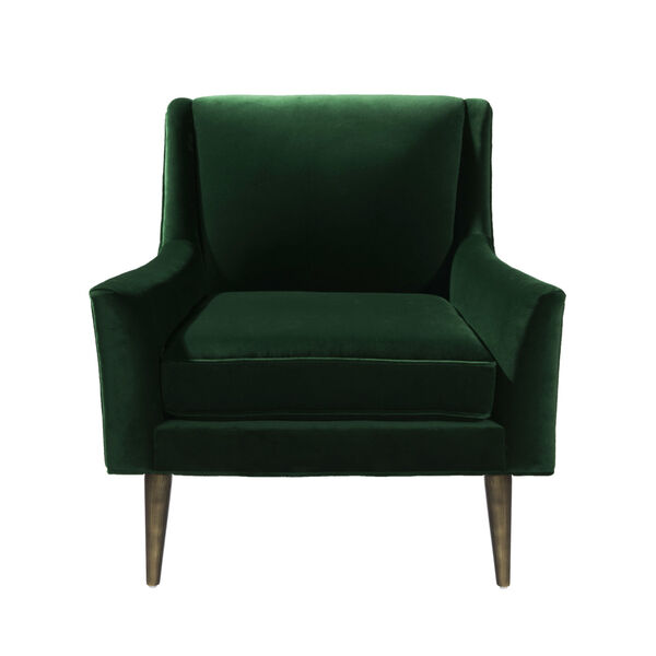 Green Velvet and Bronze Lounge Chair, image 3